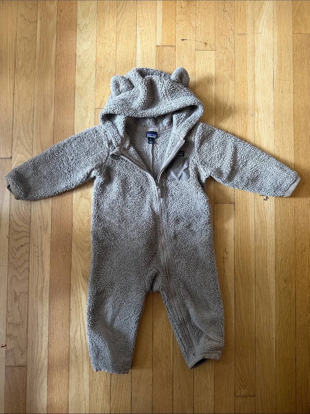 Patagonia Teddy Fleece One-Piece Romper in Taupe